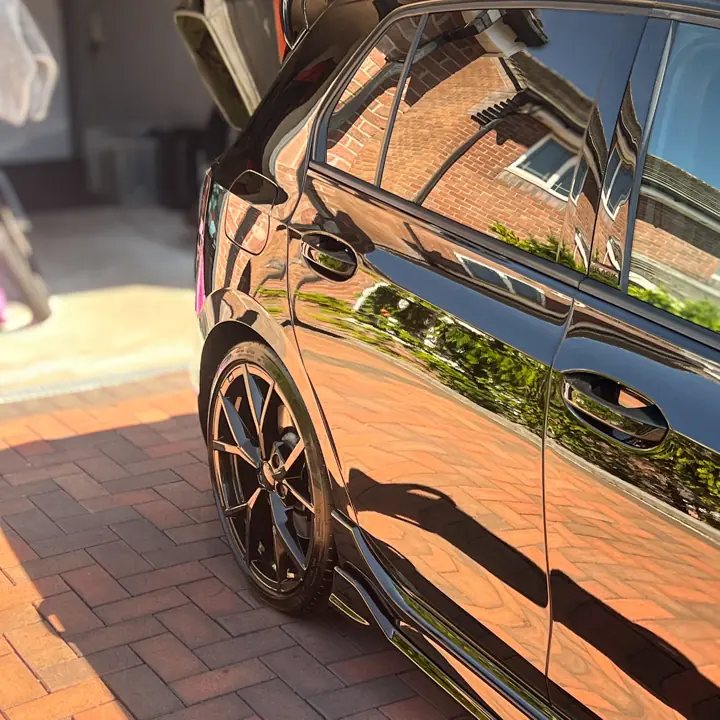 Volkswagen Golf R rear quarter, black, after ceramic coating